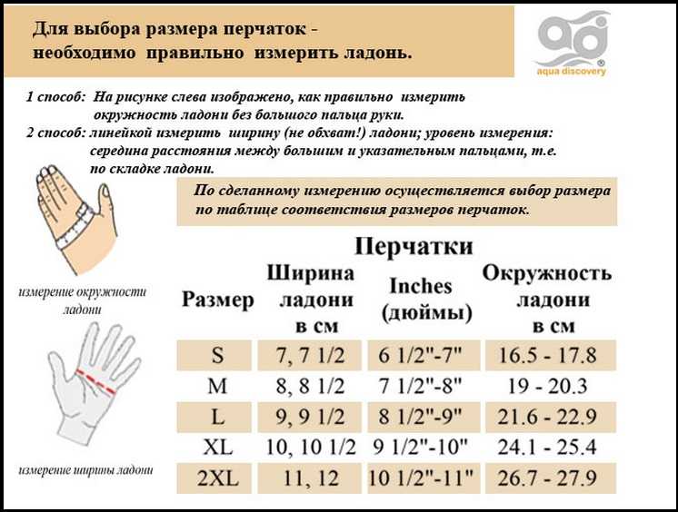 Размеры перчаток таблица для женщин