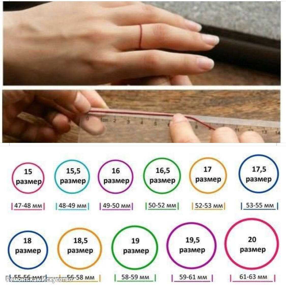 Как узнать размер кольца ???? для пальца в домашних условиях у девушки, таблица